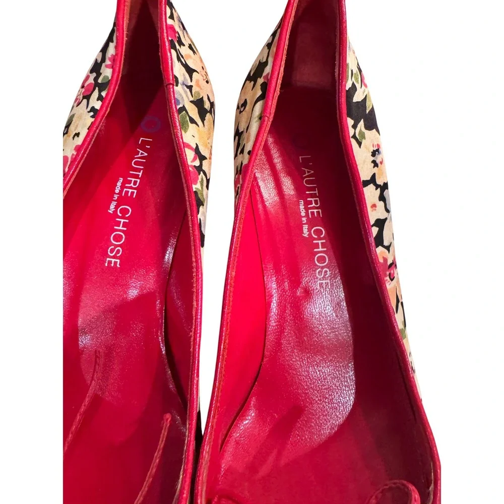 LAutre Chose Floral Kitten Heel Pointed Toe Pumps 38 vintage inspired silhouette - Picture 5 of 8